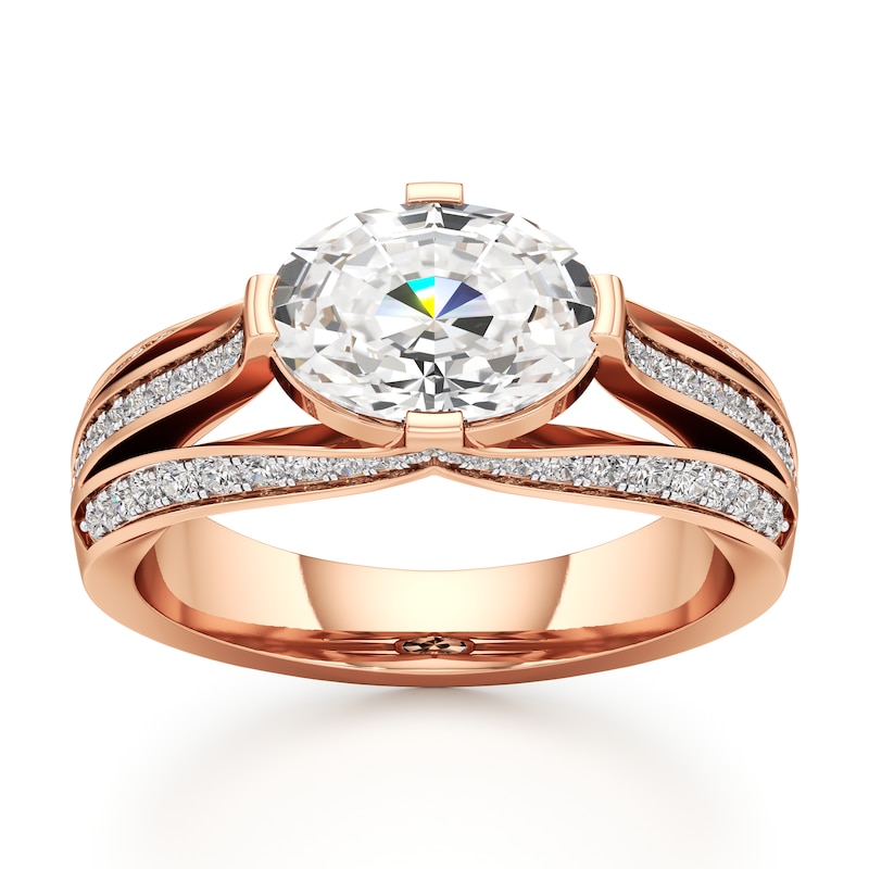 Main Image 1 of J'Lure Lab-Grown Diamond Oval Step-Cut Engagement Ring 2-3/8 ct tw 18K Rose Gold