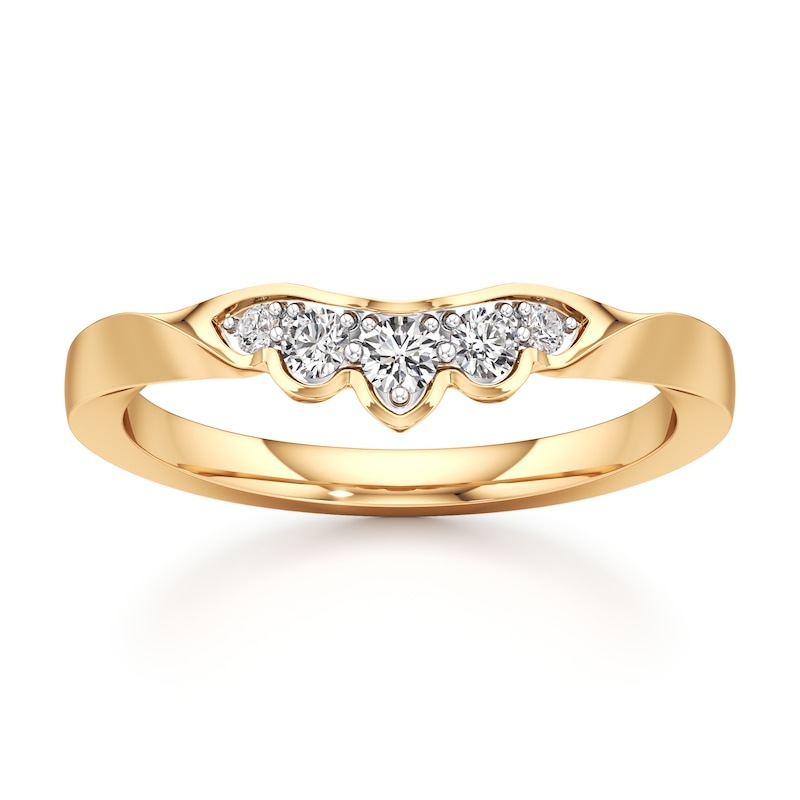 Main Image 1 of J'Lure Lab-Grown Diamond Scalloped Wedding Band 1/5 ct tw 18K Yellow Gold