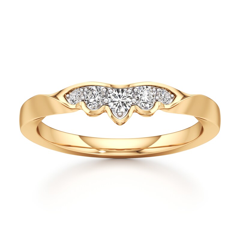 Main Image 1 of J'Lure Lab-Created Diamond Scalloped Wedding Band 1/5 ct tw 18K Yellow Gold