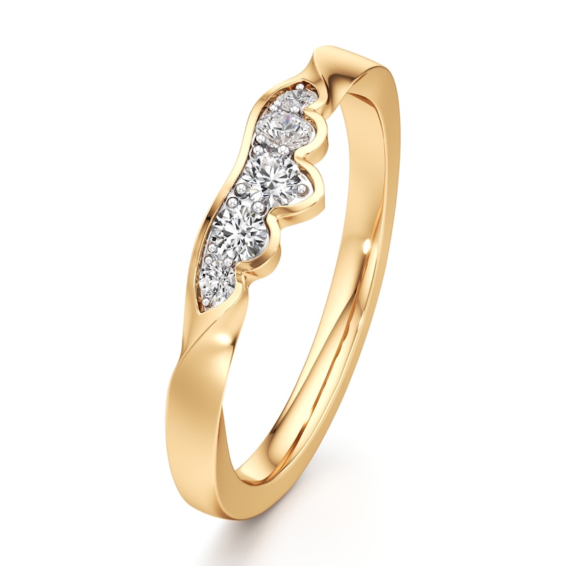 Main Image 4 of J'Lure Lab-Created Diamond Scalloped Wedding Band 1/5 ct tw 18K Yellow Gold