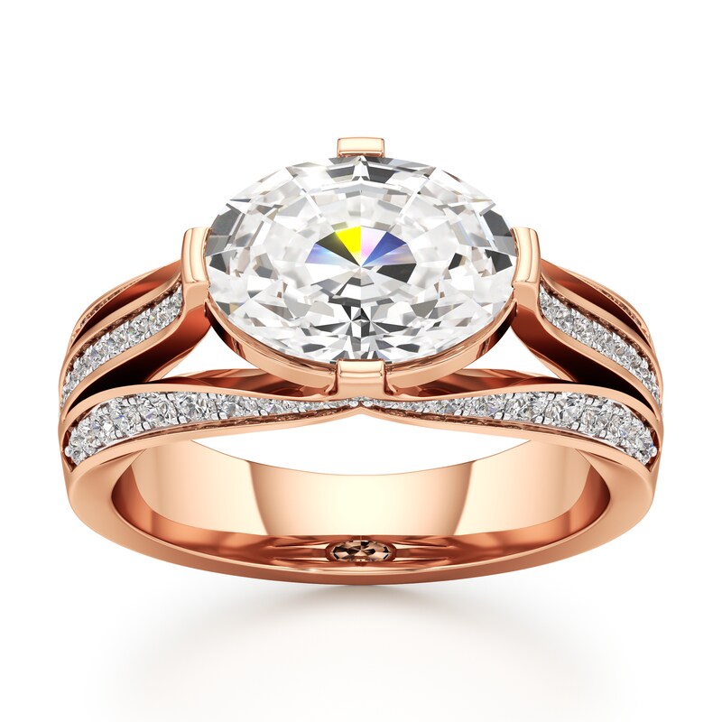 Main Image 1 of J'Lure Lab-Grown Diamond Oval Step-Cut Engagement Ring 3-1/2 ct tw 18K Rose Gold