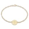Thumbnail Image 1 of Engravable Initial Disc Bracelet 14K Yellow Gold 7.25"