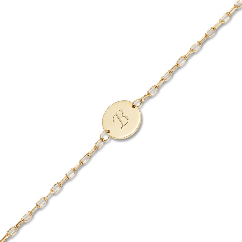 Main Image 2 of Engravable Initial Disc Bracelet 14K Yellow Gold 7.25"