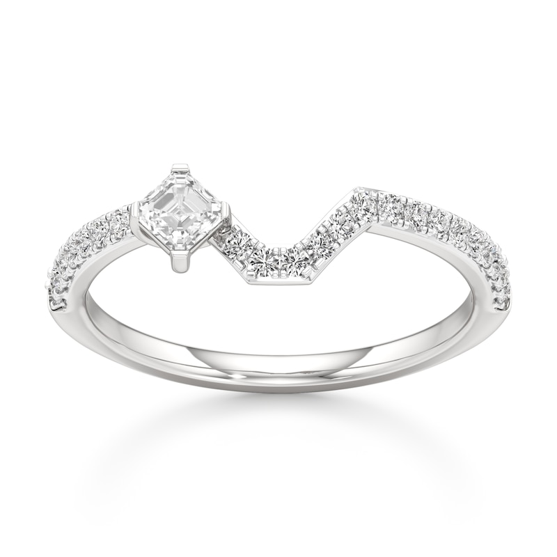 Main Image 1 of J'Lure Square-Emerald Step-Cut Lab-Grown Diamond Contour Wedding Band 3/8 ct tw 18K White Gold