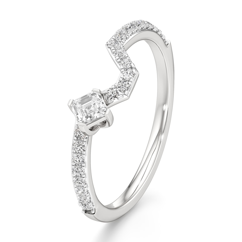 Main Image 4 of J'Lure Square-Emerald Step-Cut Lab-Grown Diamond Contour Wedding Band 3/8 ct tw 18K White Gold