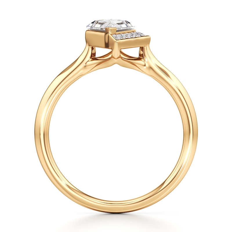 Main Image 2 of J'Lure Lozenge Step-Cut Lab-Created Diamond Half-Halo Engagement Ring 1 ct tw 18K Yellow Gold