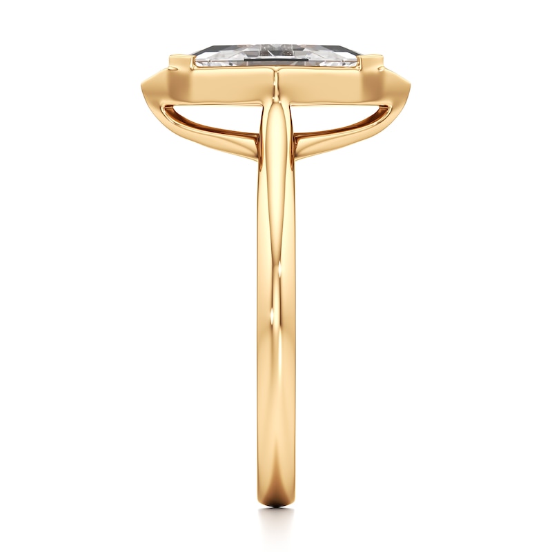Main Image 3 of J'Lure Lozenge Step-Cut Lab-Created Diamond Half-Halo Engagement Ring 1 ct tw 18K Yellow Gold