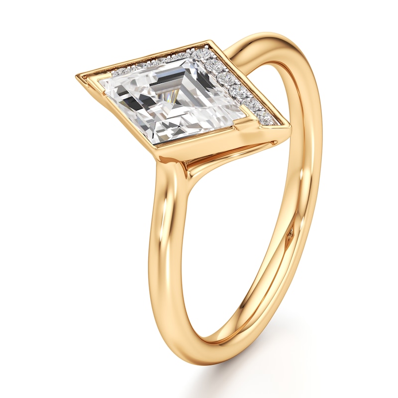 Main Image 4 of J'Lure Lozenge Step-Cut Lab-Created Diamond Half-Halo Engagement Ring 1 ct tw 18K Yellow Gold