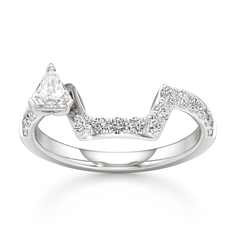 Main Image 1 of J'Lure Shield Step-Cut Lab-Grown Diamond Contour Wedding Band 5/8 ct tw 18K White Gold