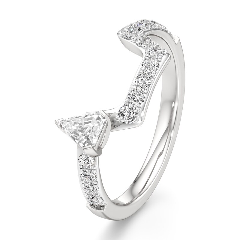 Main Image 4 of J'Lure Shield Step-Cut Lab-Grown Diamond Contour Wedding Band 5/8 ct tw 18K White Gold