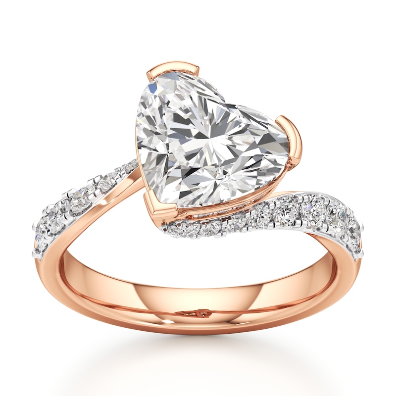 Main Image 1 of J'Lure Heart Brilliant-Cut Lab-Grown Diamond Bypass Engagement Ring 3-1/2 ct tw 18K Rose Gold