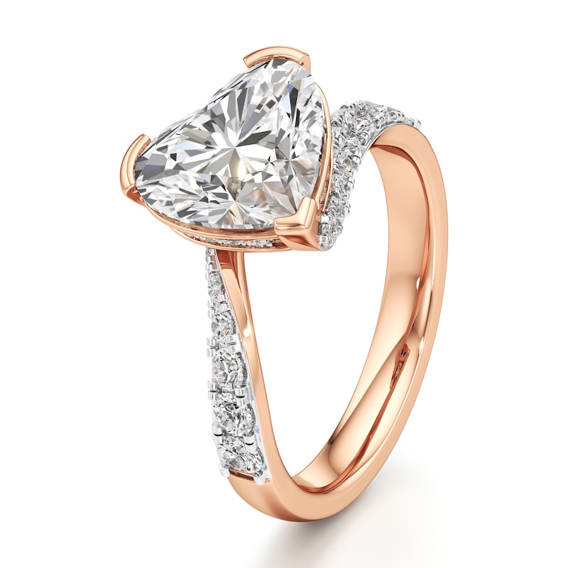 Main Image 4 of J'Lure Heart Brilliant-Cut Lab-Grown Diamond Bypass Engagement Ring 3-1/2 ct tw 18K Rose Gold