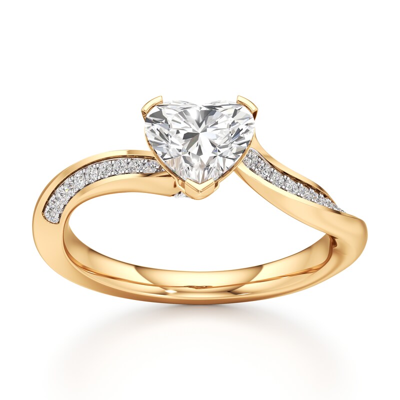 Main Image 1 of J'Lure Heart Brilliant-Cut Lab-Grown Diamond Bypass Engagement Ring 1-1/8 ct tw 18K Yellow Gold