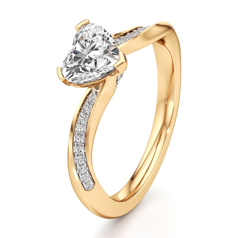Main Image 4 of J'Lure Heart Brilliant-Cut Lab-Grown Diamond Bypass Engagement Ring 1-1/8 ct tw 18K Yellow Gold