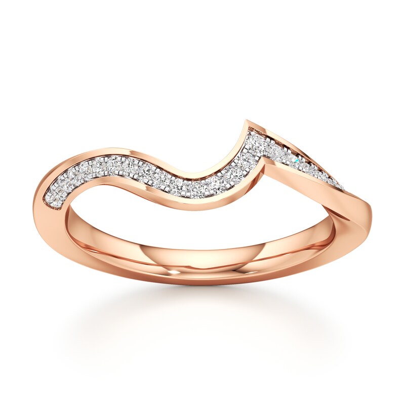 Main Image 1 of J'Lure Lab-Created Diamond Contour Wedding Band 1/6 ct tw 18K Rose Gold