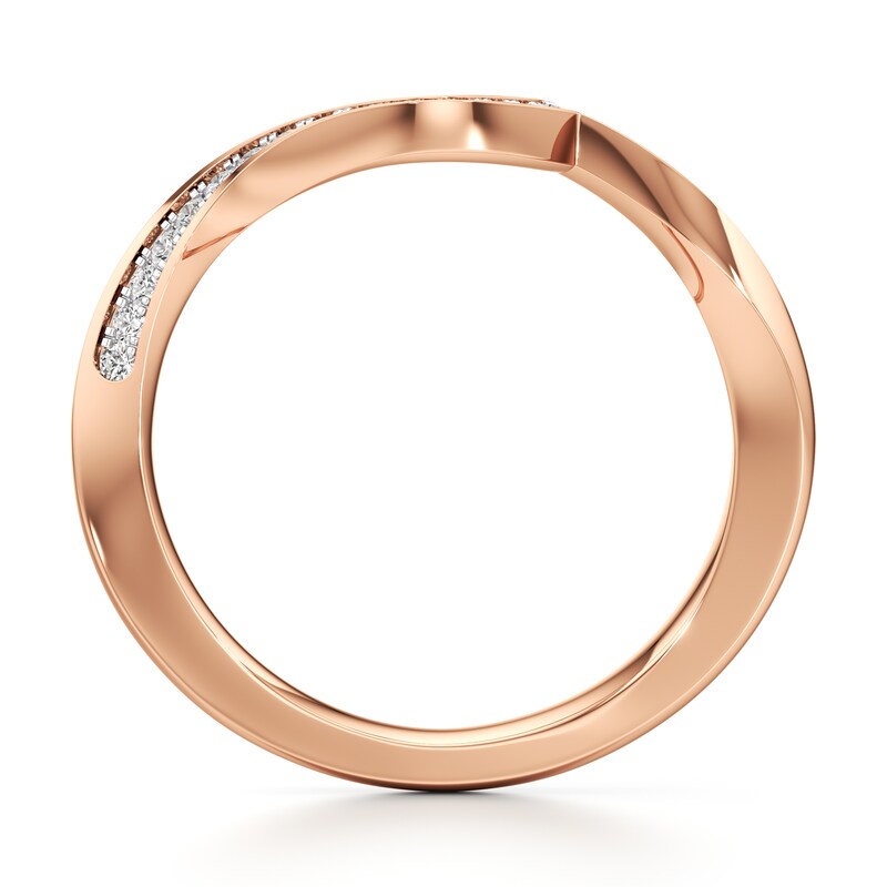 Main Image 2 of J'Lure Lab-Created Diamond Contour Wedding Band 1/6 ct tw 18K Rose Gold