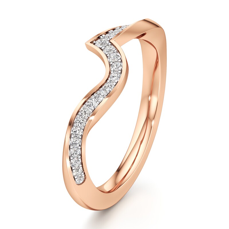 Main Image 4 of J'Lure Lab-Created Diamond Contour Wedding Band 1/6 ct tw 18K Rose Gold