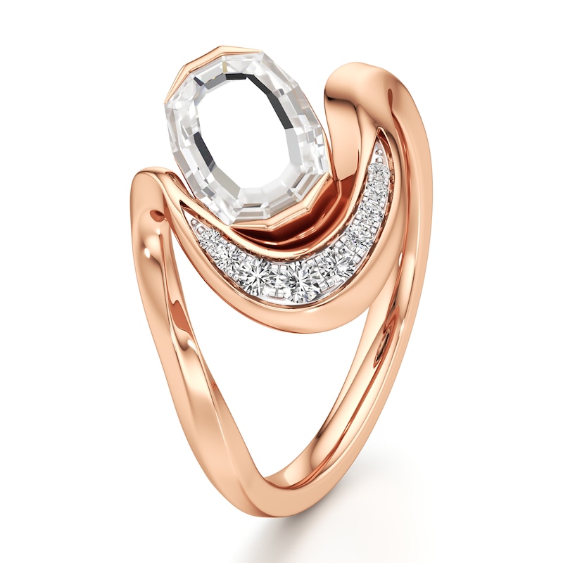 Main Image 4 of J'Lure Oval Portrait-Cut Lab-Grown Diamond Engagement Ring 1 ct tw 18K Rose Gold