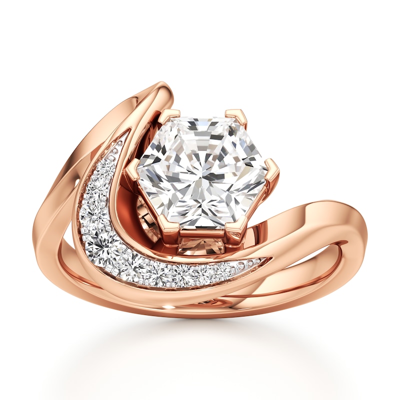 Main Image 1 of J'Lure Hexagon Brilliant-Cut Lab-Grown Diamond Engagement Ring 2 ct tw 18K Rose Gold