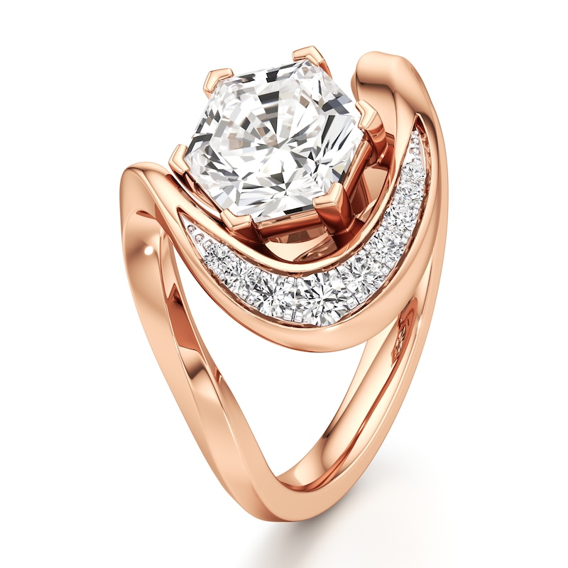 Main Image 4 of J'Lure Hexagon Brilliant-Cut Lab-Grown Diamond Engagement Ring 2 ct tw 18K Rose Gold