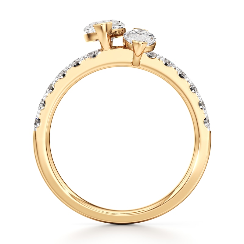 Main Image 2 of J'Lure Moval Old-Cut Two-Stone Lab-Grown Diamond Engagement Ring 1-7/8 ct tw 18K Yellow Gold