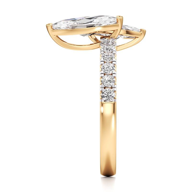 Main Image 3 of J'Lure Moval Old-Cut Two-Stone Lab-Grown Diamond Engagement Ring 1-7/8 ct tw 18K Yellow Gold