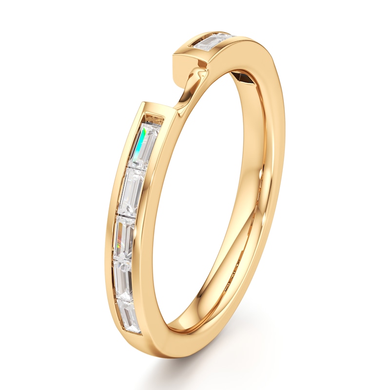 Main Image 4 of J'Lure Baguette-Cut Lab-Grown Diamond Contour Wedding Band 1/3 ct tw 18K Yellow Gold