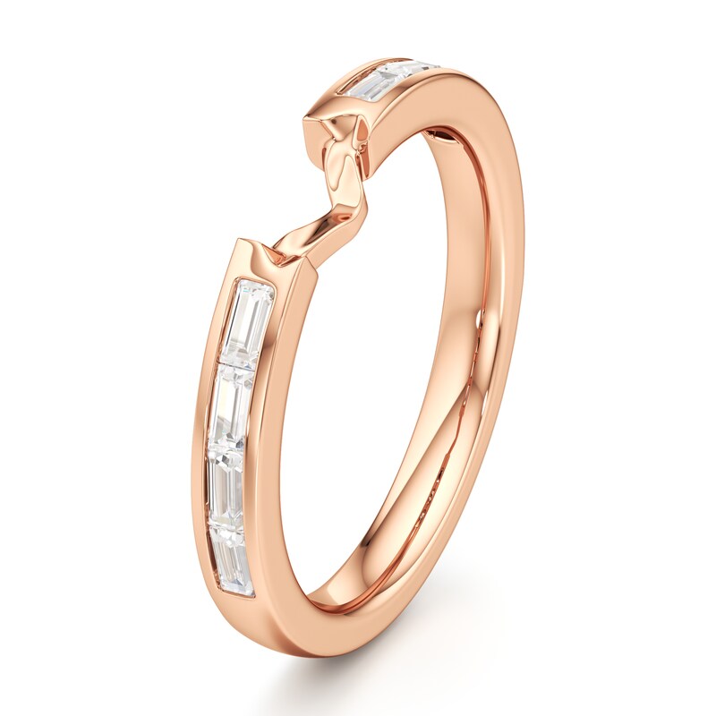 Main Image 4 of J'Lure Baguette-Cut Lab-Grown Diamond Contour Wedding Band 1/3 ct tw 18K Rose Gold