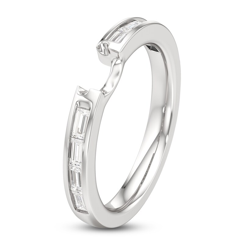 Main Image 4 of J'Lure Baguette-Cut Lab-Created Diamond Contour Wedding Band 3/8 ct tw 18K White Gold