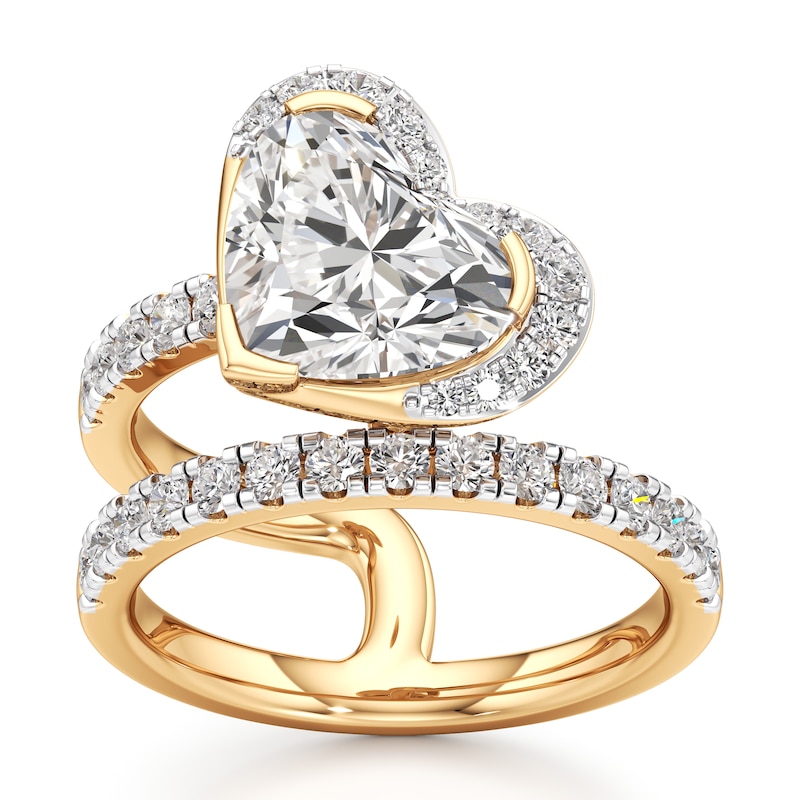 Main Image 1 of J'Lure Heart Brilliant-Cut Lab-Created Diamond Spiral Engagement Ring 3-7/8 ct tw 18K Yellow Gold