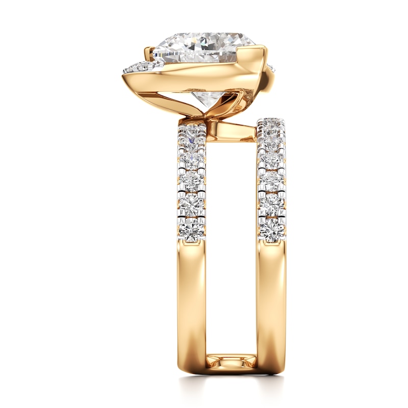 Main Image 3 of J'Lure Heart Brilliant-Cut Lab-Created Diamond Spiral Engagement Ring 3-7/8 ct tw 18K Yellow Gold