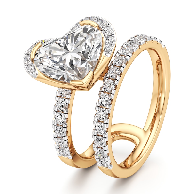 Main Image 4 of J'Lure Heart Brilliant-Cut Lab-Created Diamond Spiral Engagement Ring 3-7/8 ct tw 18K Yellow Gold