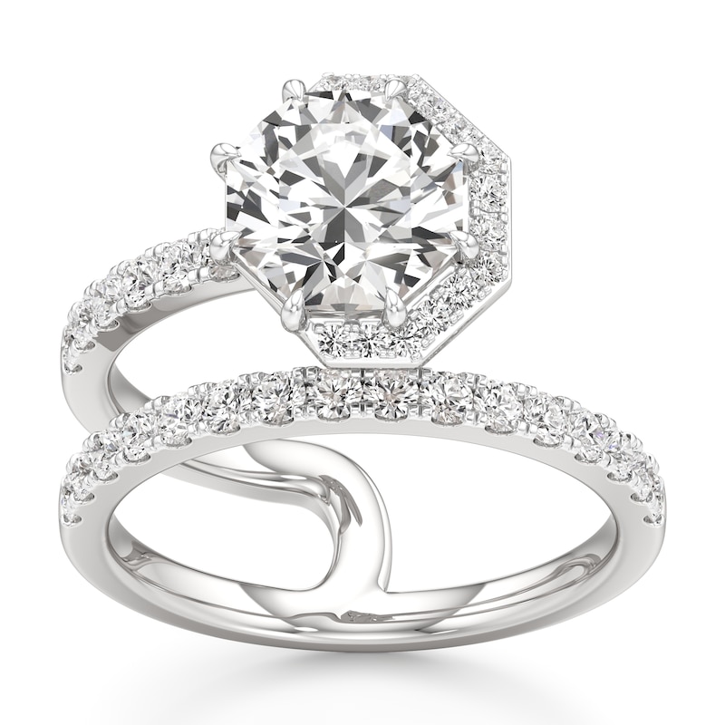Main Image 1 of J'Lure Octagon Brilliant-Cut Lab-Grown Diamond Spiral Engagement Ring 3-3/4 ct tw 18K White Gold