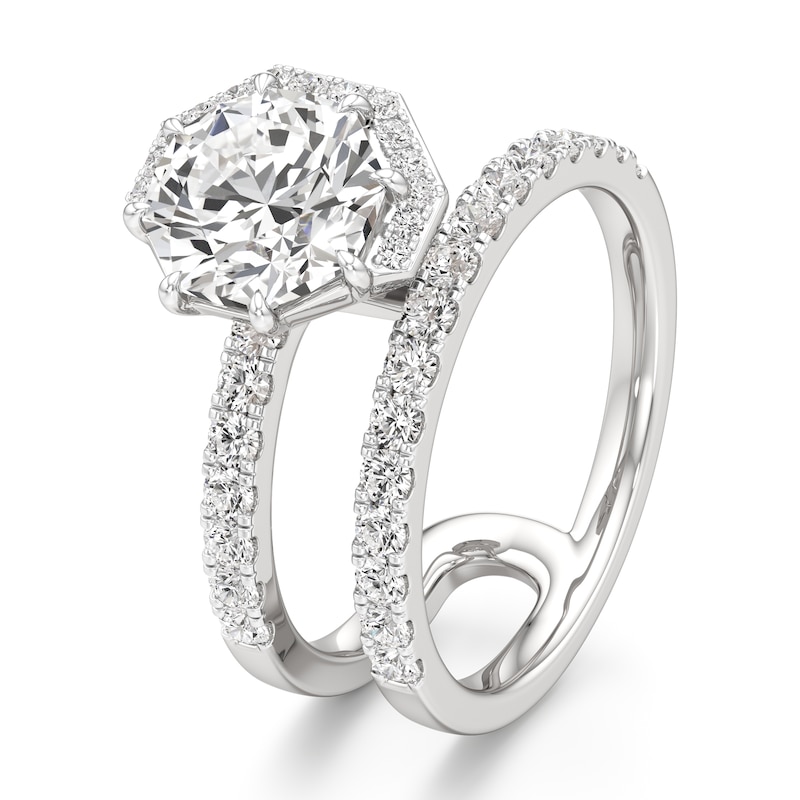 Main Image 4 of J'Lure Octagon Brilliant-Cut Lab-Grown Diamond Spiral Engagement Ring 3-3/4 ct tw 18K White Gold