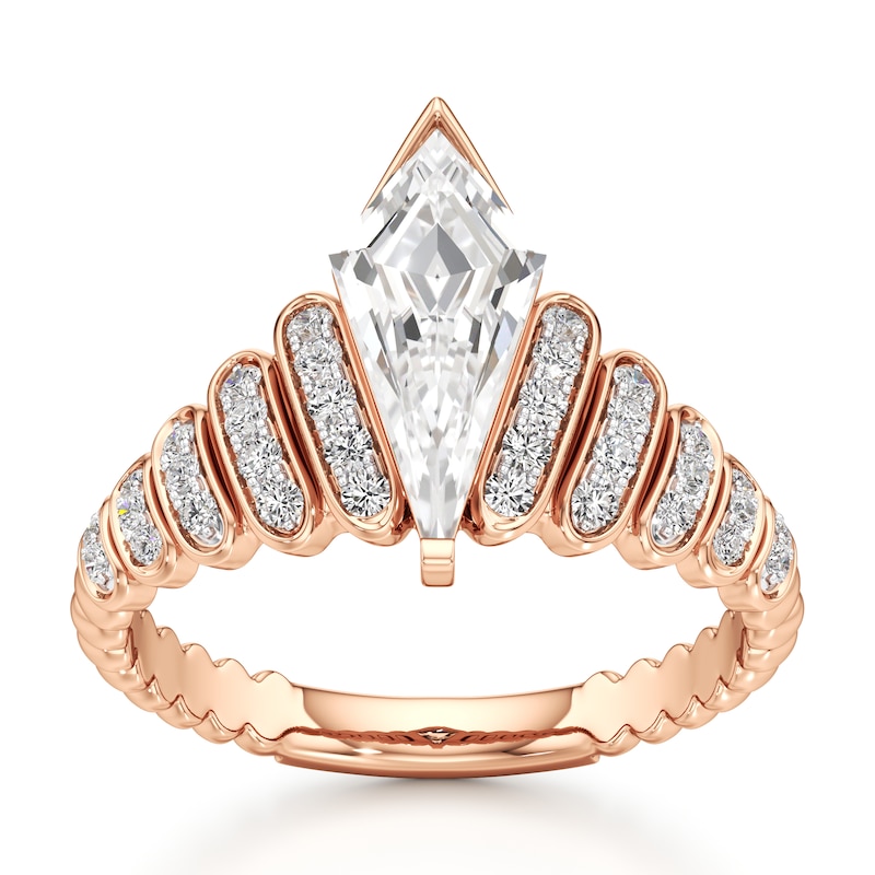 Main Image 1 of J'Lure Kite Step-Cut Lab-Grown Diamond Engagement Ring 1-1/4 ct tw 18K Rose Gold