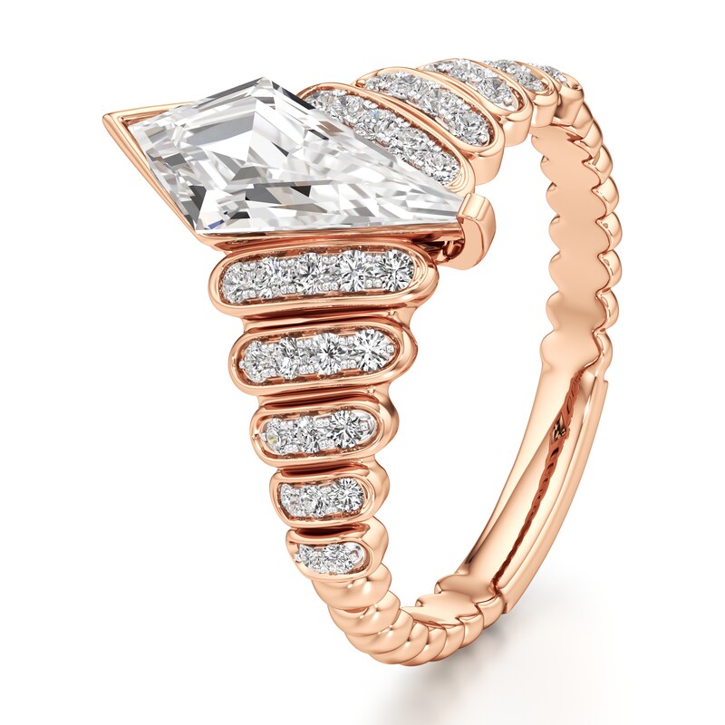 Main Image 4 of J'Lure Kite Step-Cut Lab-Grown Diamond Engagement Ring 1-1/4 ct tw 18K Rose Gold
