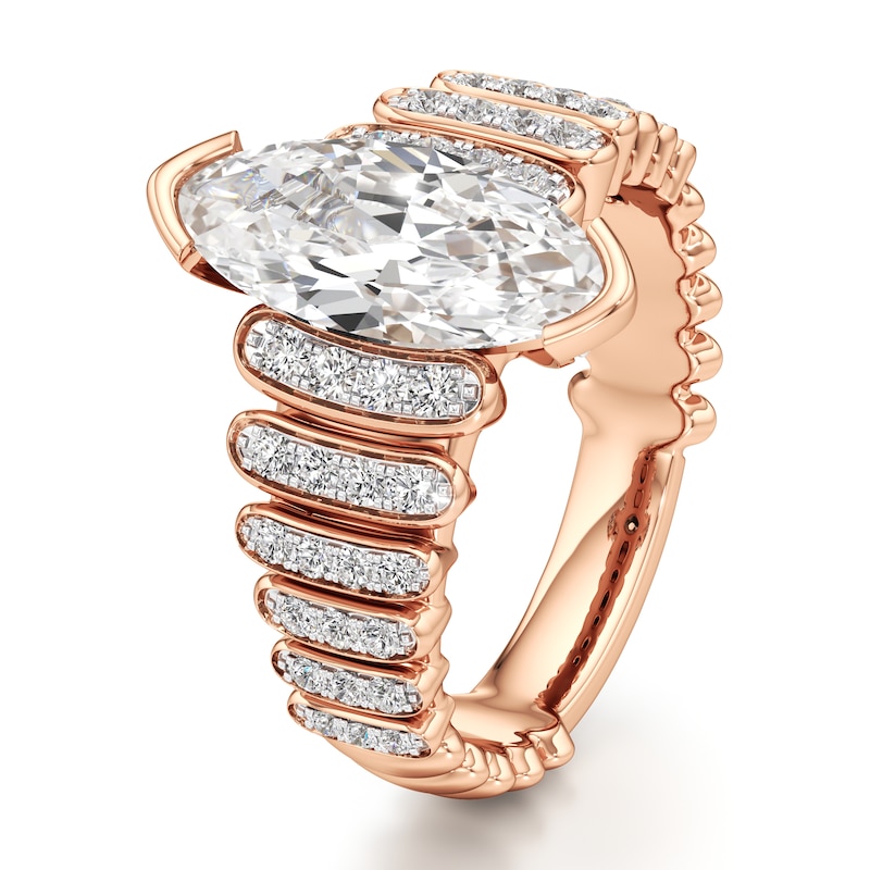 Main Image 4 of J'Lure Moval Old-Cut Lab-Created Diamond Engagement Ring 2-3/8 ct tw 18K Rose Gold