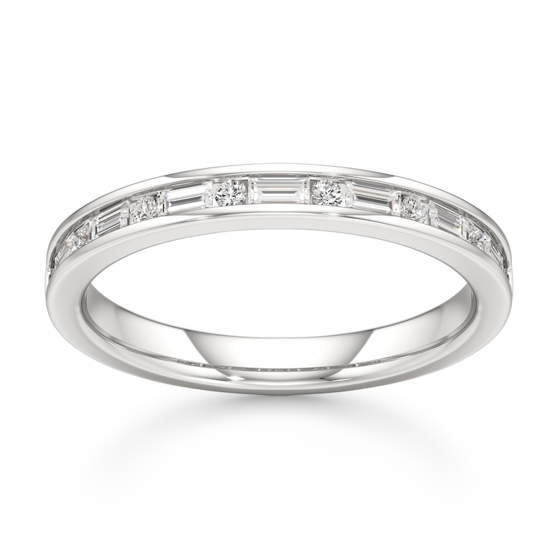 Main Image 1 of J'Lure Baguette & Round-Cut Lab-Grown Diamond Wedding Band 3/8 ct tw 18K White Gold