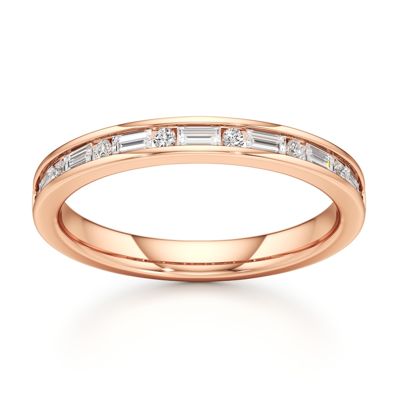 Main Image 1 of J'Lure Baguette & Round-Cut Lab-Grown Diamond Wedding Band 3/8 ct tw 18K Rose Gold