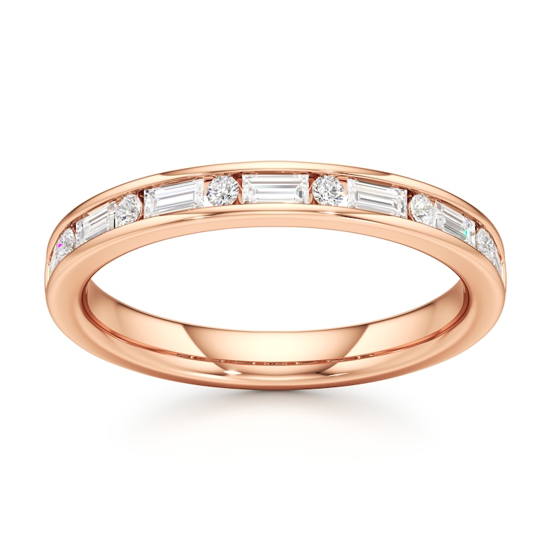 Main Image 1 of J'Lure Baguette & Round-Cut Lab-Grown Diamond Wedding Band 3/8 ct tw 18K Rose Gold