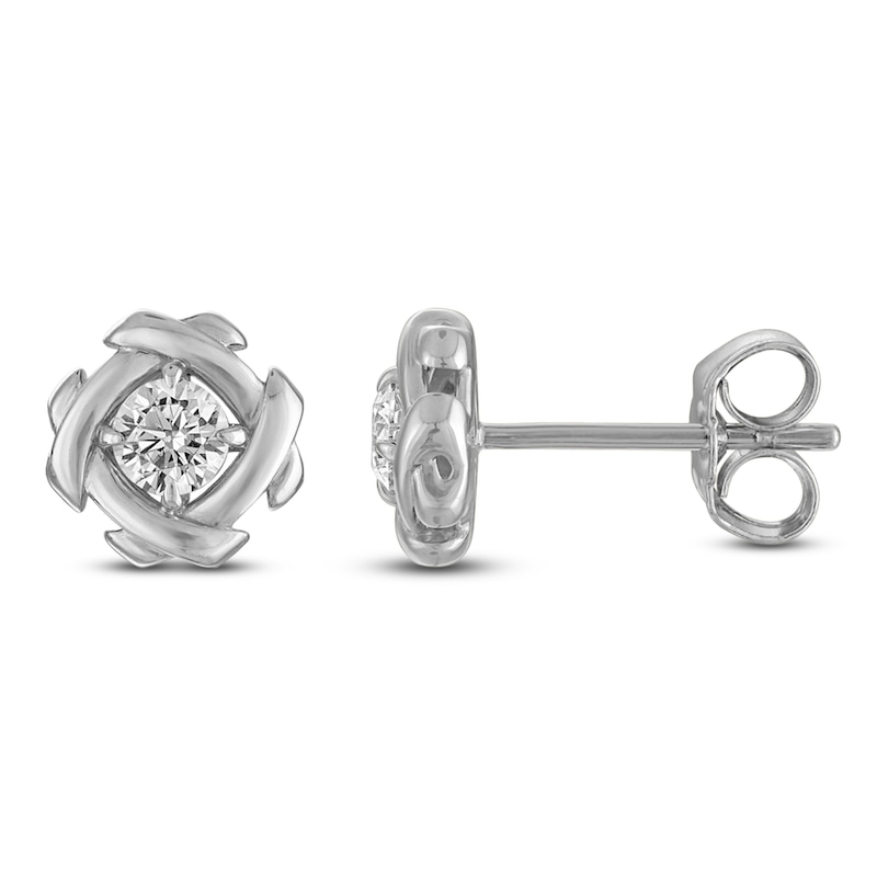 Main Image 1 of Unspoken Diamond Solitaire Stud Earrings 1/4 ct tw 14K White Gold (I1/I)