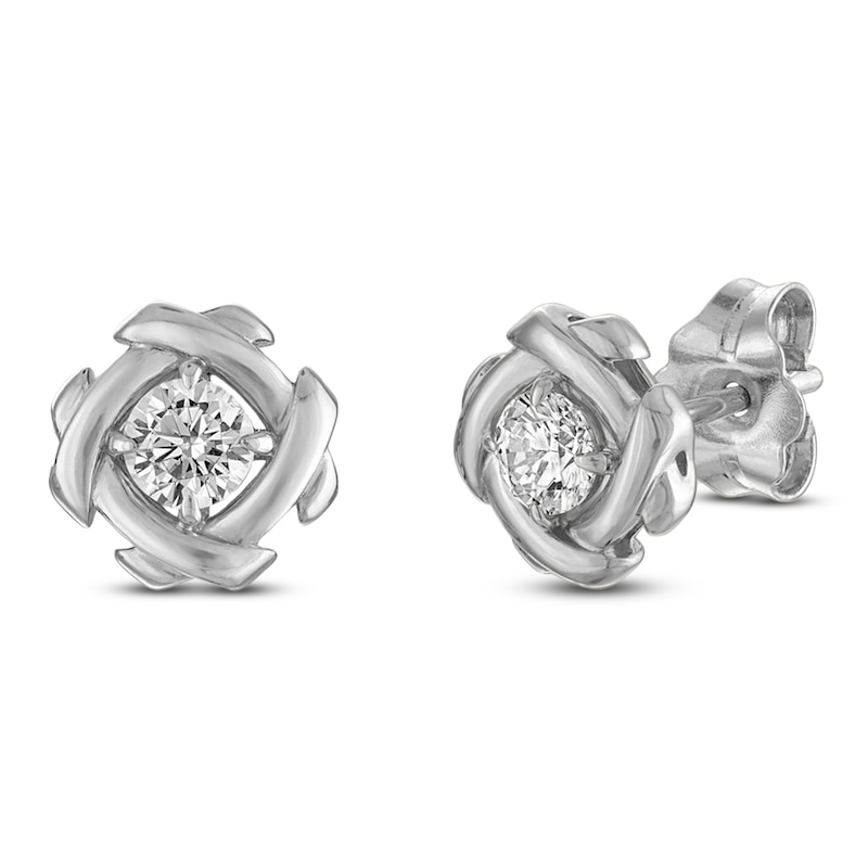 Main Image 2 of Unspoken Diamond Solitaire Stud Earrings 1/4 ct tw 14K White Gold (I1/I)