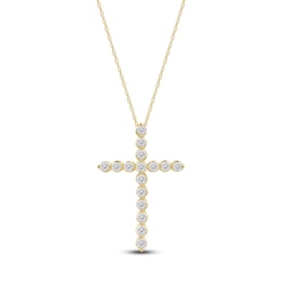 Lab-Grown Diamond Cross Necklace 2 ct tw 14K Yellow Gold 18"