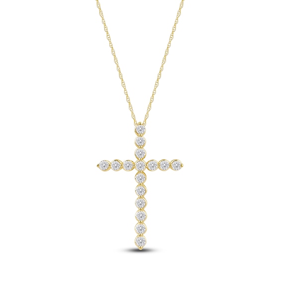 Jared Signature Lab-Grown Diamond Cross Necklace 2 ct tw 14K Yellow Gold 18"