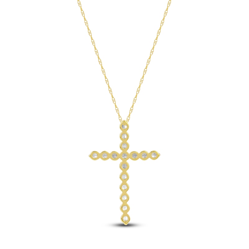 Main Image 3 of Lab-Created Diamond Cross Necklace 2 ct tw 14K Yellow Gold 18&quot;