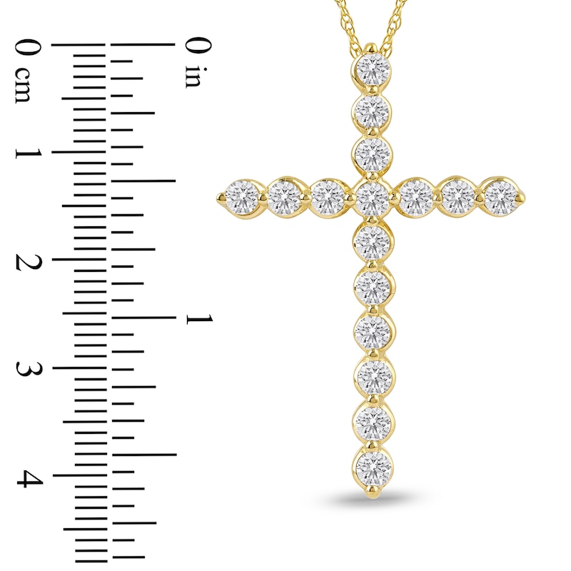 Main Image 4 of Lab-Created Diamond Cross Necklace 2 ct tw 14K Yellow Gold 18&quot;
