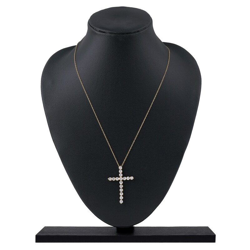 Main Image 5 of Lab-Created Diamond Cross Necklace 2 ct tw 14K Yellow Gold 18&quot;