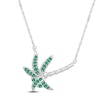 Thumbnail Image 1 of Lab-Created Emerald Sideways Palm Tree Necklace Sterling Silver 18"