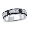 Thumbnail Image 1 of Men's Certified Diamond Wedding Band 1/2 ct tw 18K White Gold & 18K Black Gold