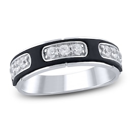 Men's Certified Diamond Wedding Band 1/2 ct tw 18K White Gold & 18K Black Gold